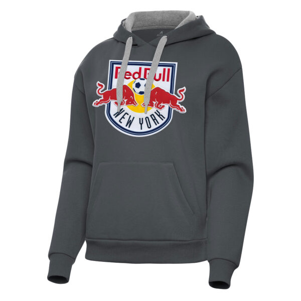 Women's Antigua Charcoal New York Red Bulls Victory Pullover Hoodie