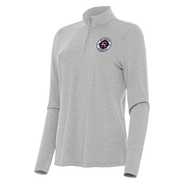 Women's Antigua Heather Gray New England Revolution Bright Quarter-Zip Top