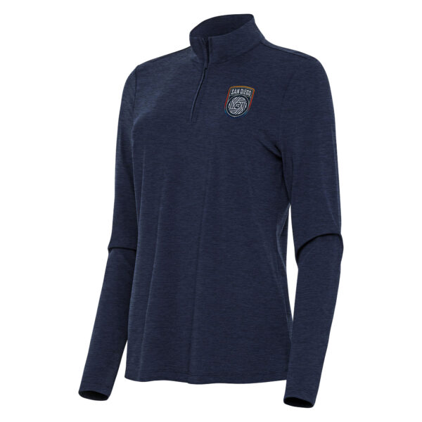 Women's Antigua Heather Navy San Diego FC Bright Quarter-Zip Top