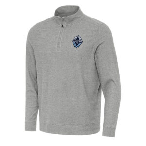 Men's Antigua Heather Gray Vancouver Whitecaps FC Subtle Quarter-Zip Jacket
