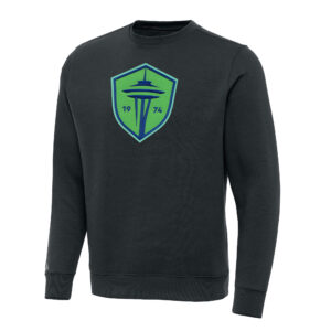 Men's Antigua Charcoal Seattle Sounders FC  Team Crest Victory Pullover Sweatshirt
