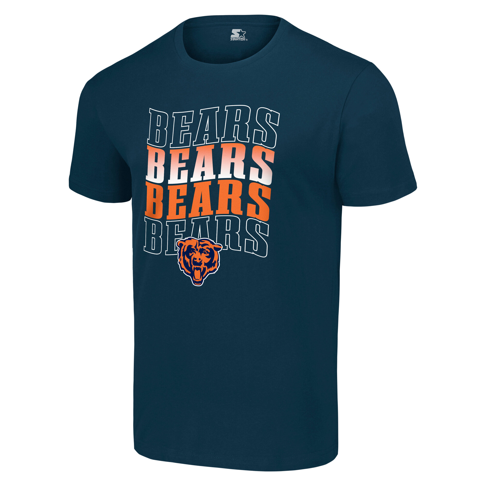 Men's Starter Navy Chicago Bears Four Team Name Logo T-Shirt - Image 3
