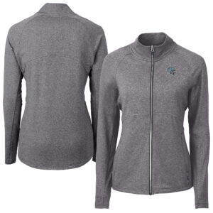 Women's Cutter & Buck Heather Black Detroit Lions Adapt Eco Knit Heather Full-Zip Jacket