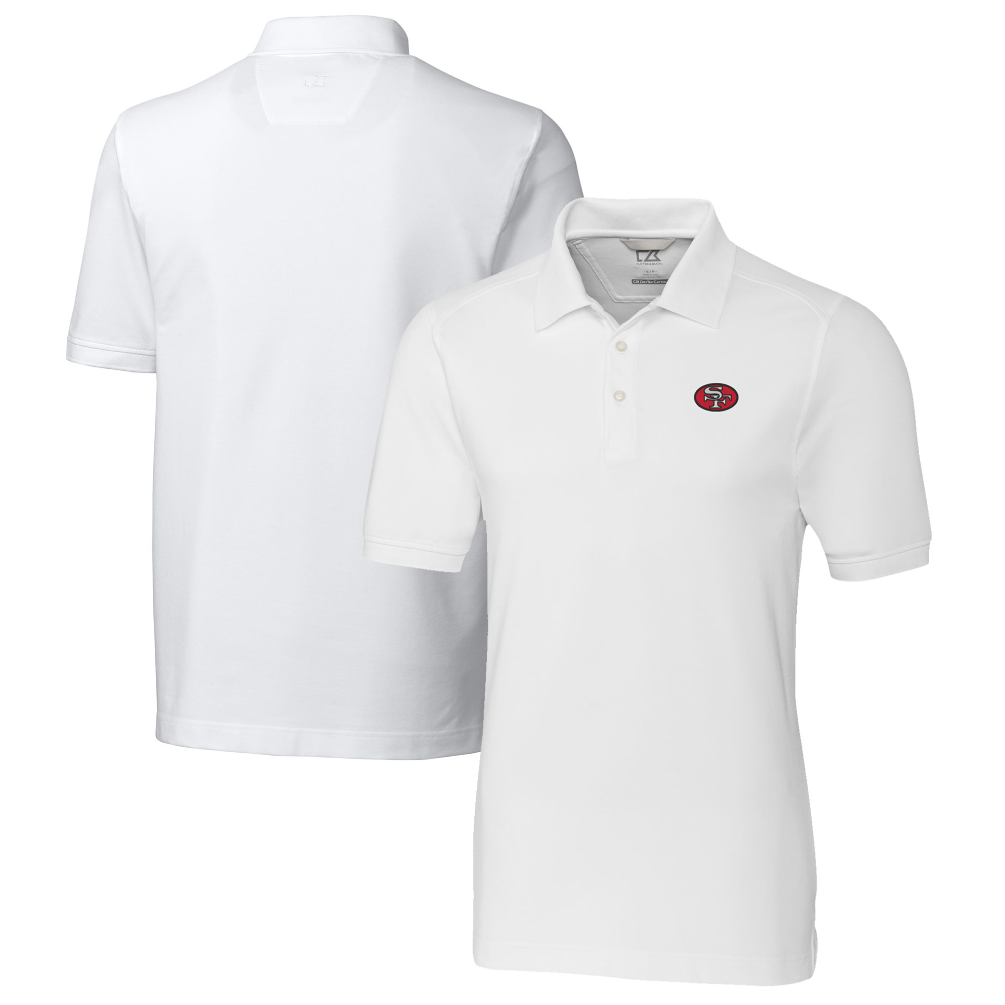 Men's Cutter & Buck White San Francisco 49ers Big & Tall Advantage Eco Pique DryTec Tri-Blend Polo