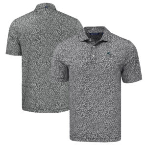 Men's Cutter & Buck Black Carolina Panthers Pike Eco Flora Print Polo