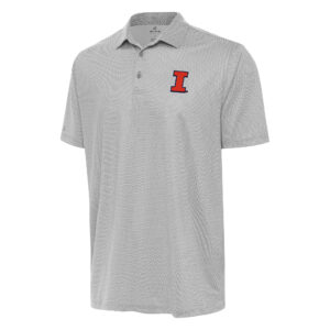 Men's Antigua Gray/White Illinois Fighting Illini Rings Polo