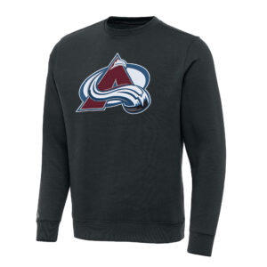 Men's Antigua Charcoal Colorado Avalanche Victory Crewneck Pullover Sweatshirt