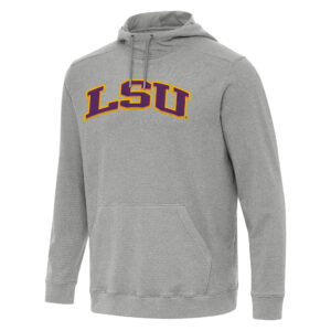 Men's Antigua Heather Gray LSU Tigers Cloud Pullover Hoodie