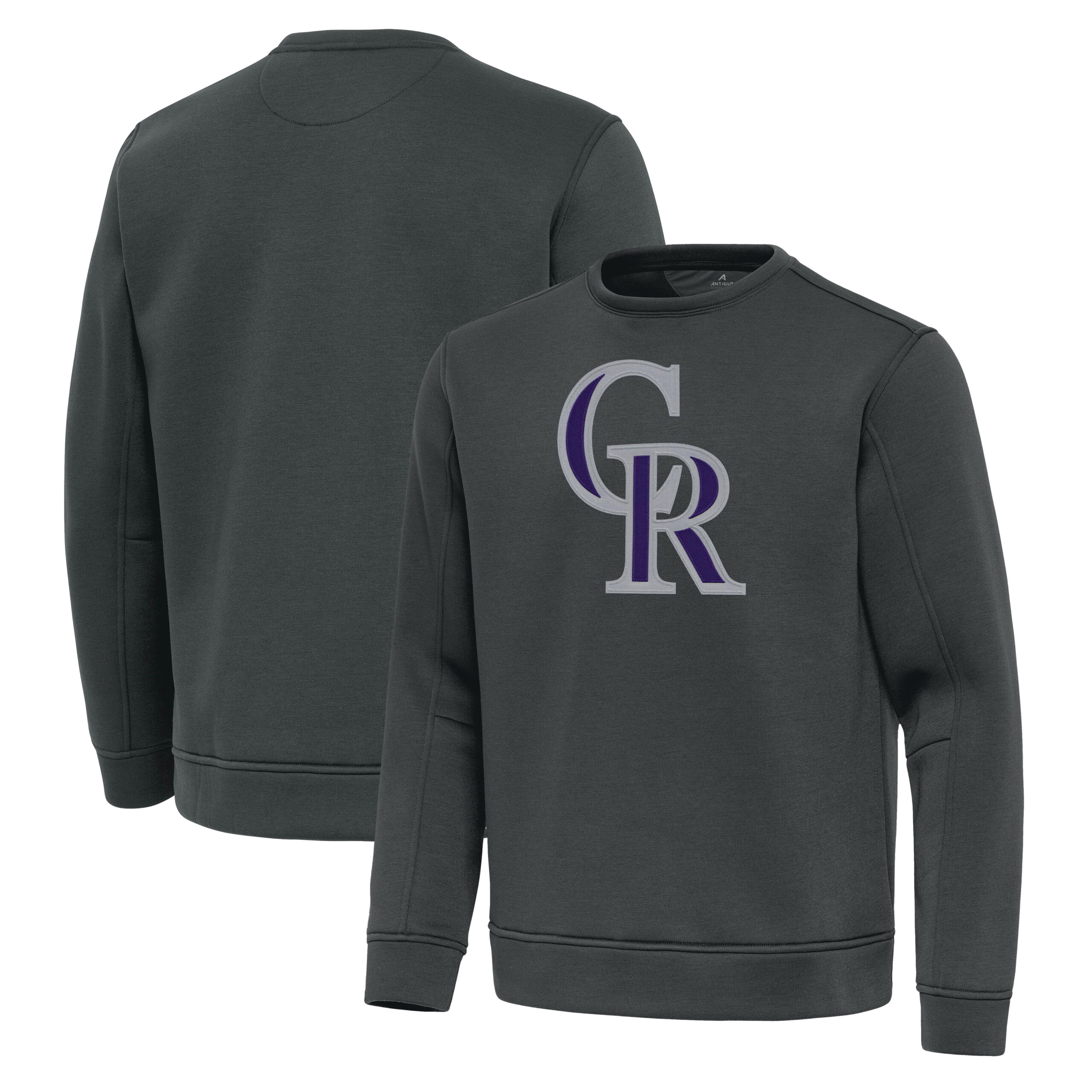 Men's Antigua Pewter Colorado Rockies Relevant Lightweight Pullover Sweatshirt