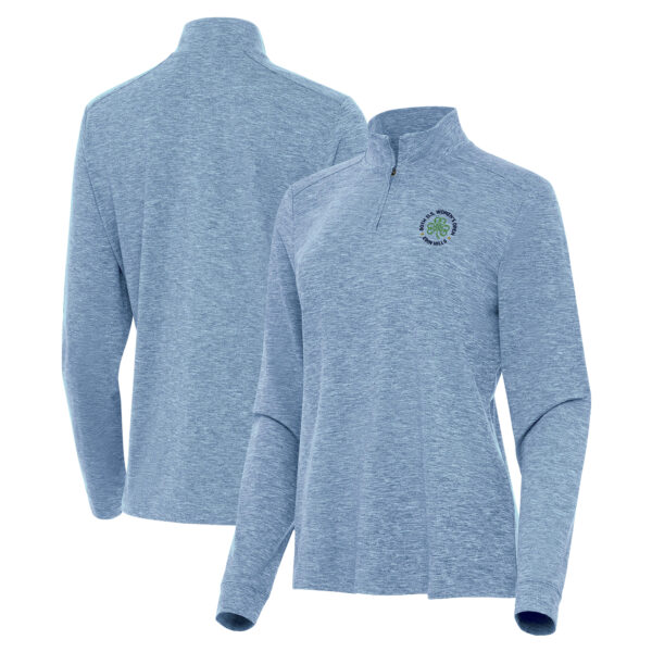Women's 2025 U.S. Women's Open Antigua Heather Aqua Mentor Quarter-Zip Long Sleeve Performance Top