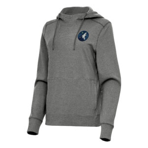 Women's Antigua Heather Charcoal Minnesota Timberwolves Justice Pullover Hoodie