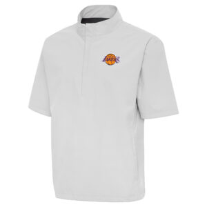 Men's Antigua  Heather Gray Los Angeles Lakers Brisk Quarter-Zip Windbreaker