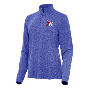 Women's Antigua  Heather Royal Philadelphia 76ers Mentor Quarter-Zip Mock Long Sleeve Top