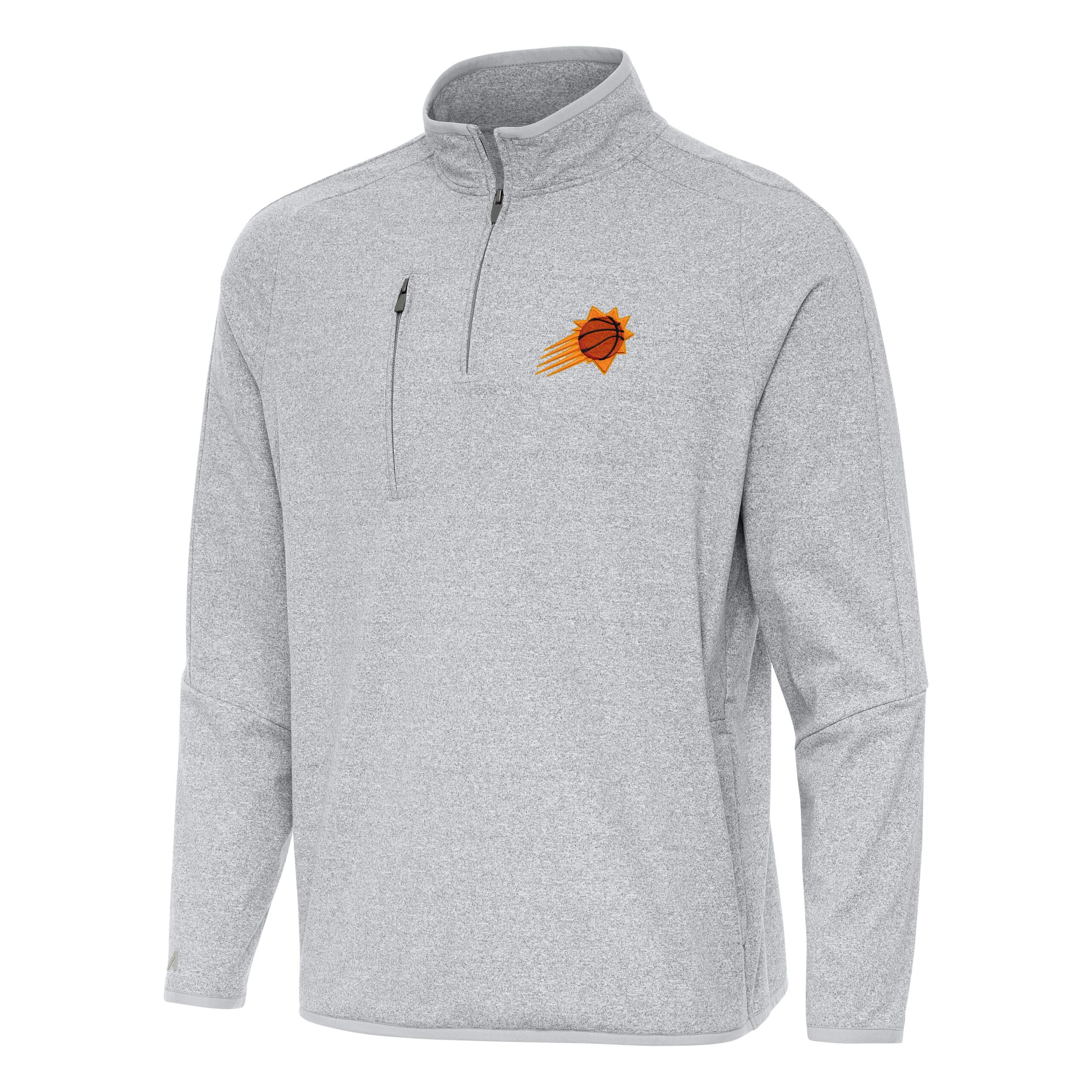 Men's Antigua Heather Gray Phoenix Suns Certain Quarter-Zip Tri-Blend Sweatshirt