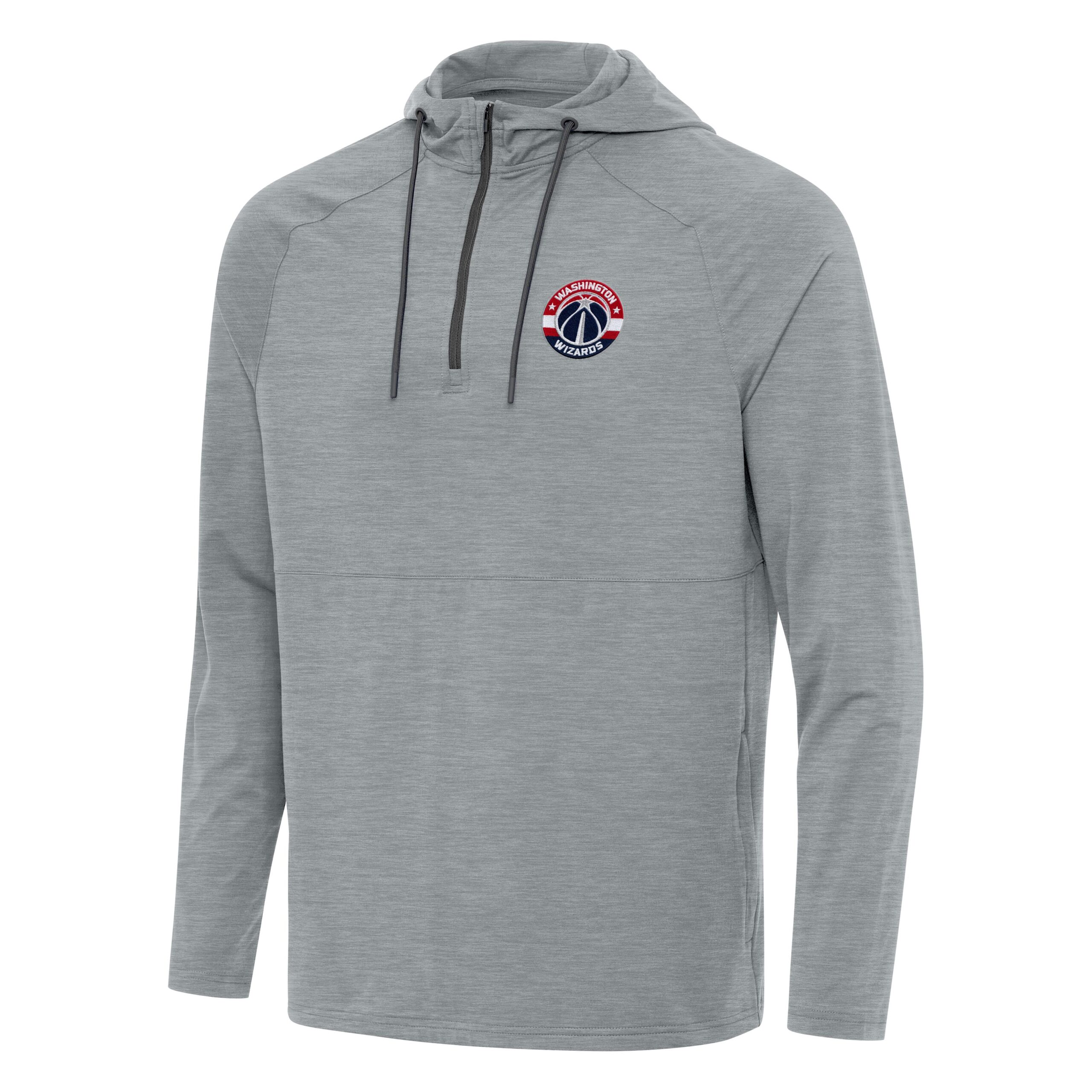 Men's Antigua Heather Gray Washington Wizards Spikes Raglan Quarter-Zip Hoodie