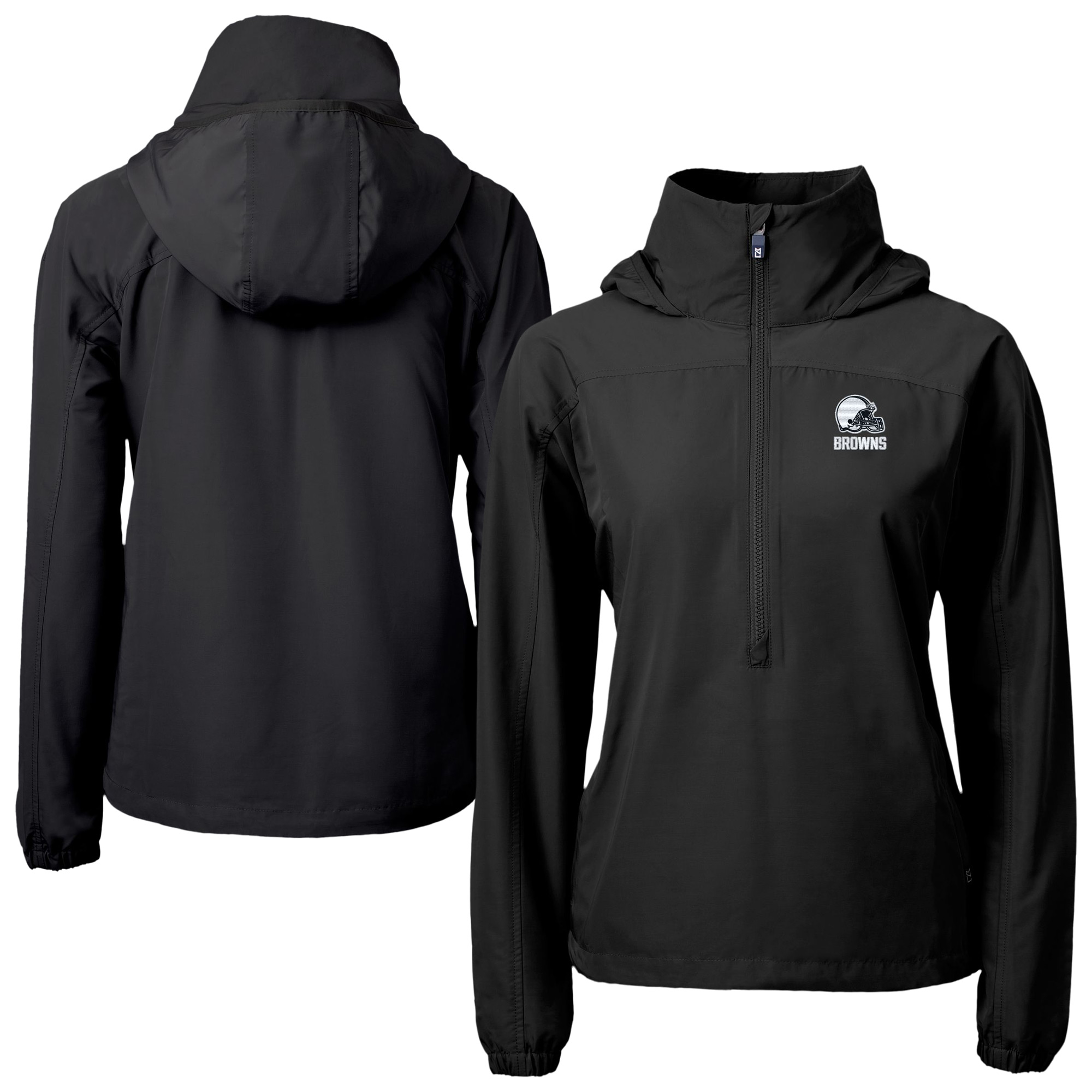 Women's Cutter & Buck Black Cleveland Browns Charter Eco Recycled Half-Zip Anorak Jacket