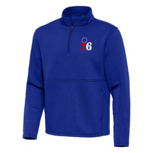 Men's Antigua Royal Philadelphia 76ers  Twist Quarter-Zip Pullover Top