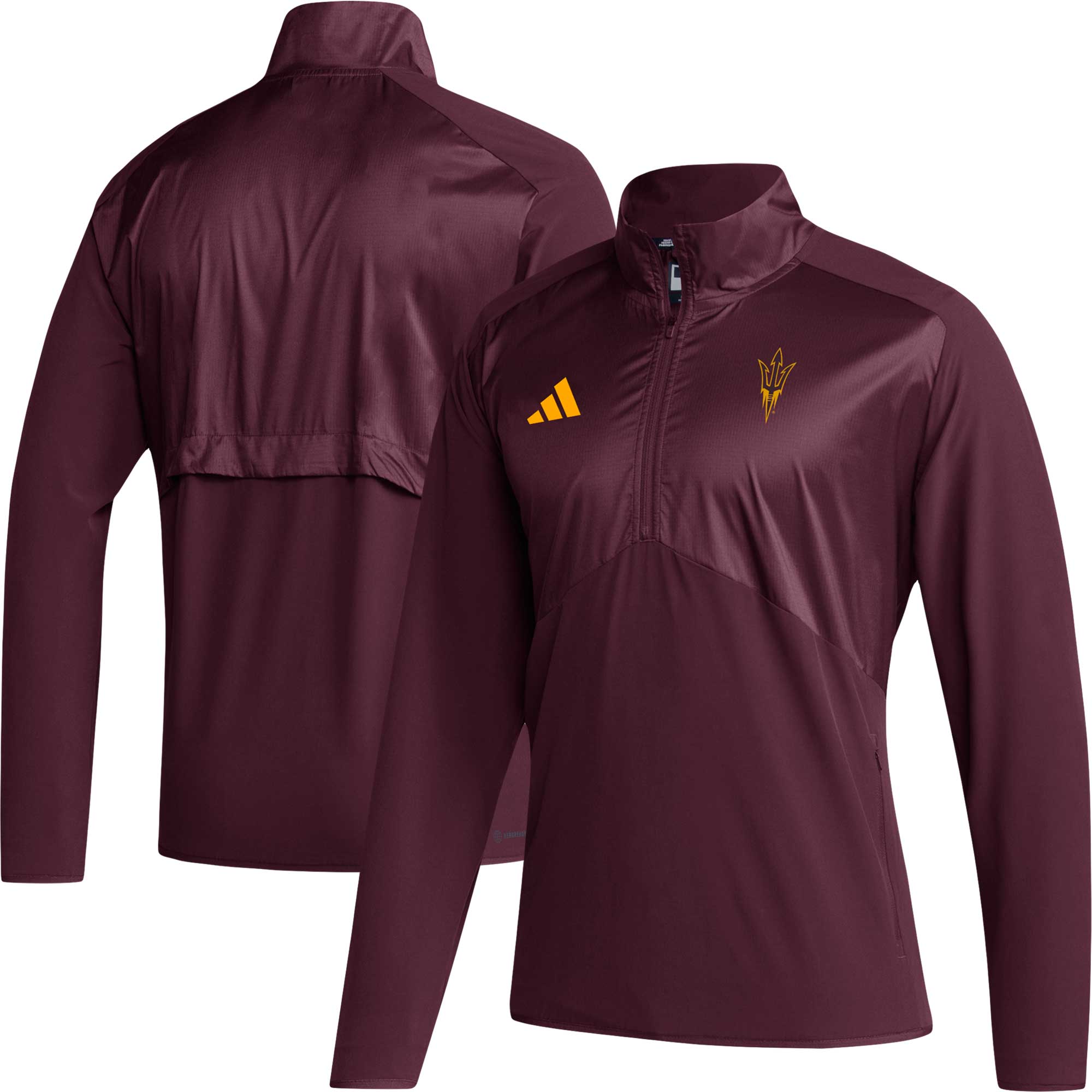 Men's adidas Maroon Arizona State Sun Devils Sideline AEROREADY Raglan Sleeve Quarter-Zip Jacket - Image 8