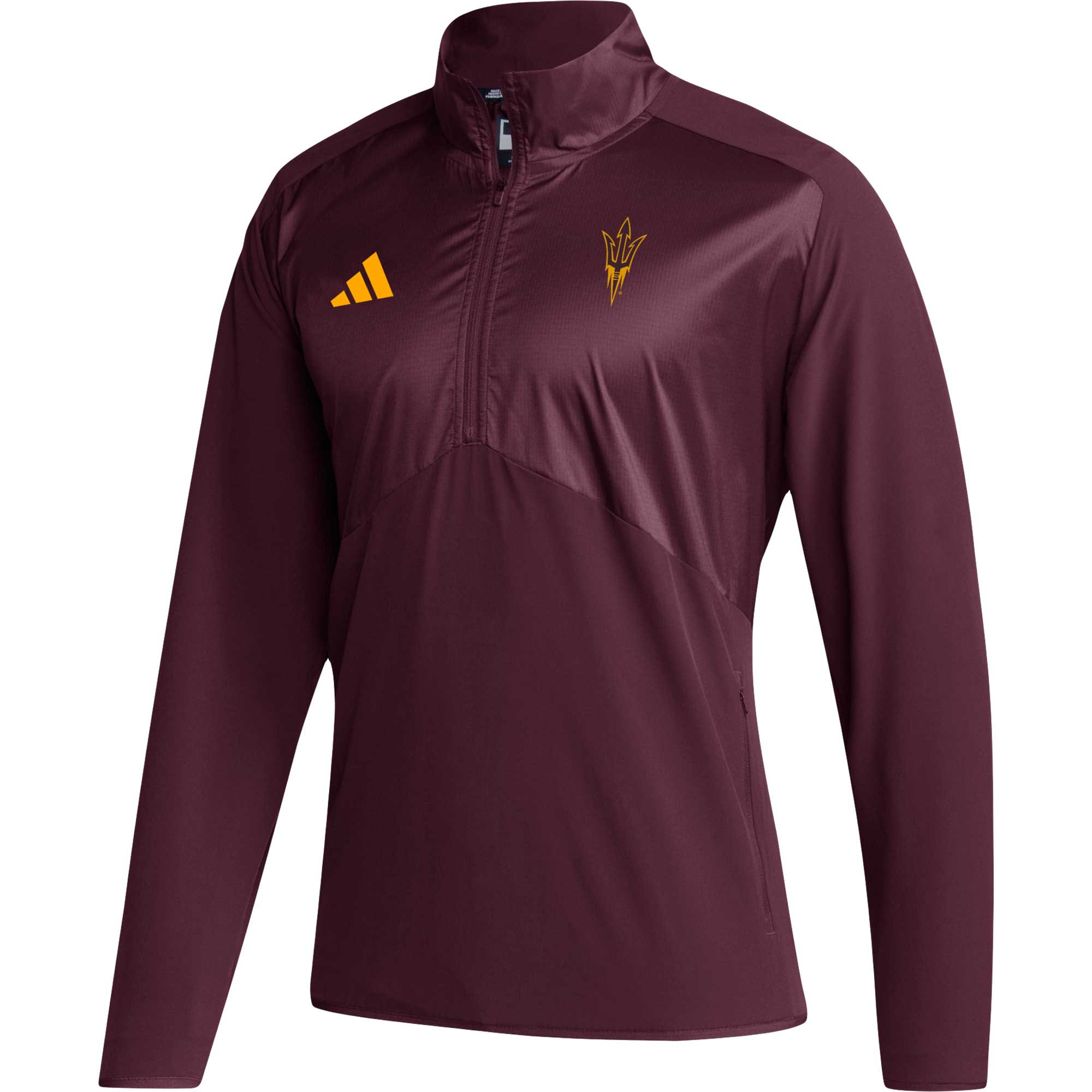 Men's adidas Maroon Arizona State Sun Devils Sideline AEROREADY Raglan Sleeve Quarter-Zip Jacket - Image 9