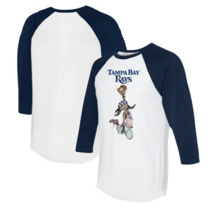 Women's Tiny Turnip White/Navy Tampa Bay Rays Jada 3/4-Sleeve Raglan T-Shirt