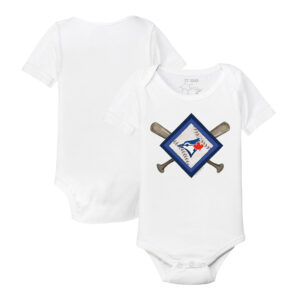 Infant Tiny Turnip White Toronto Blue Jays Diamond Cross Bats Bodysuit