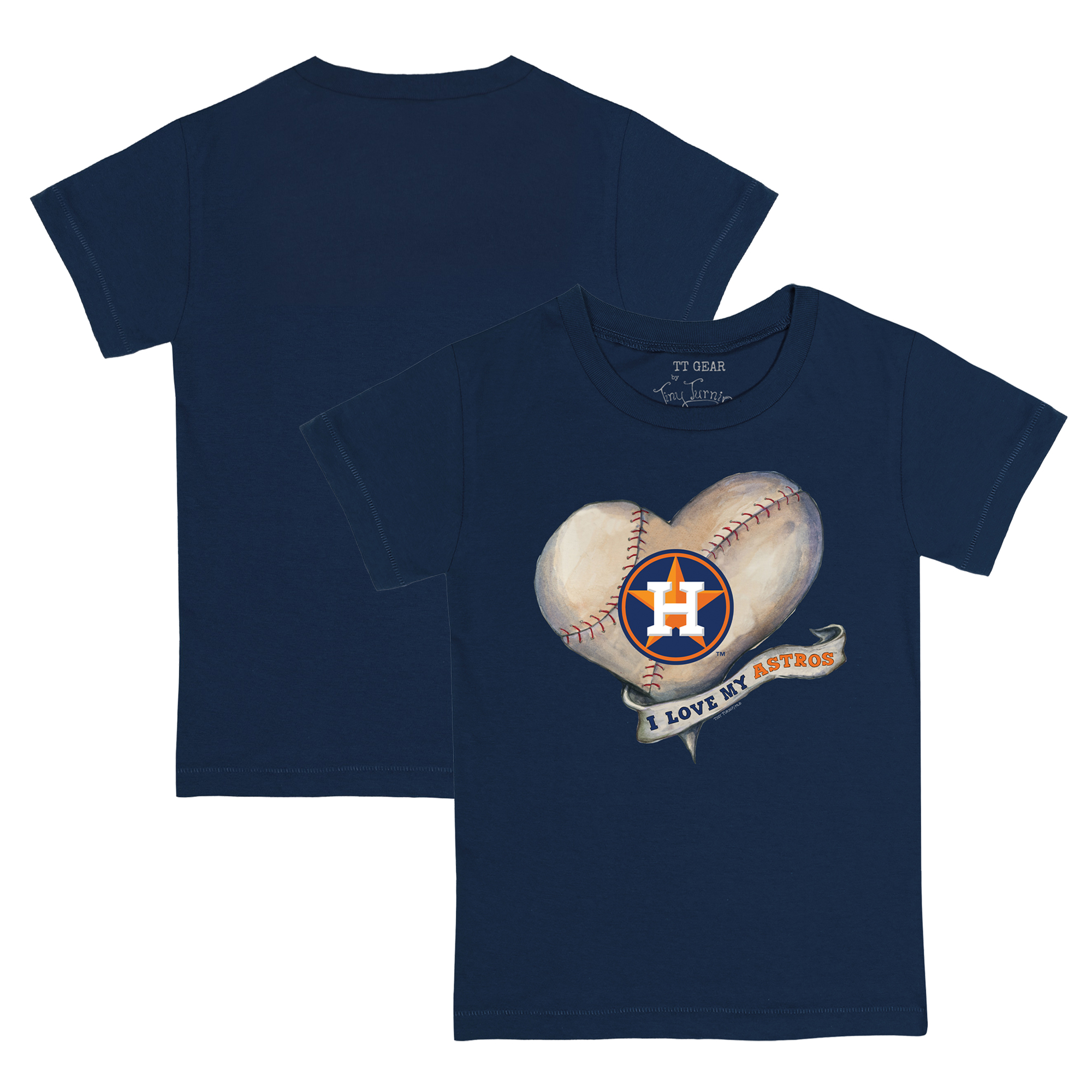 Toddler Tiny Turnip Navy Houston Astros Heart Banner T-Shirt - Image 2