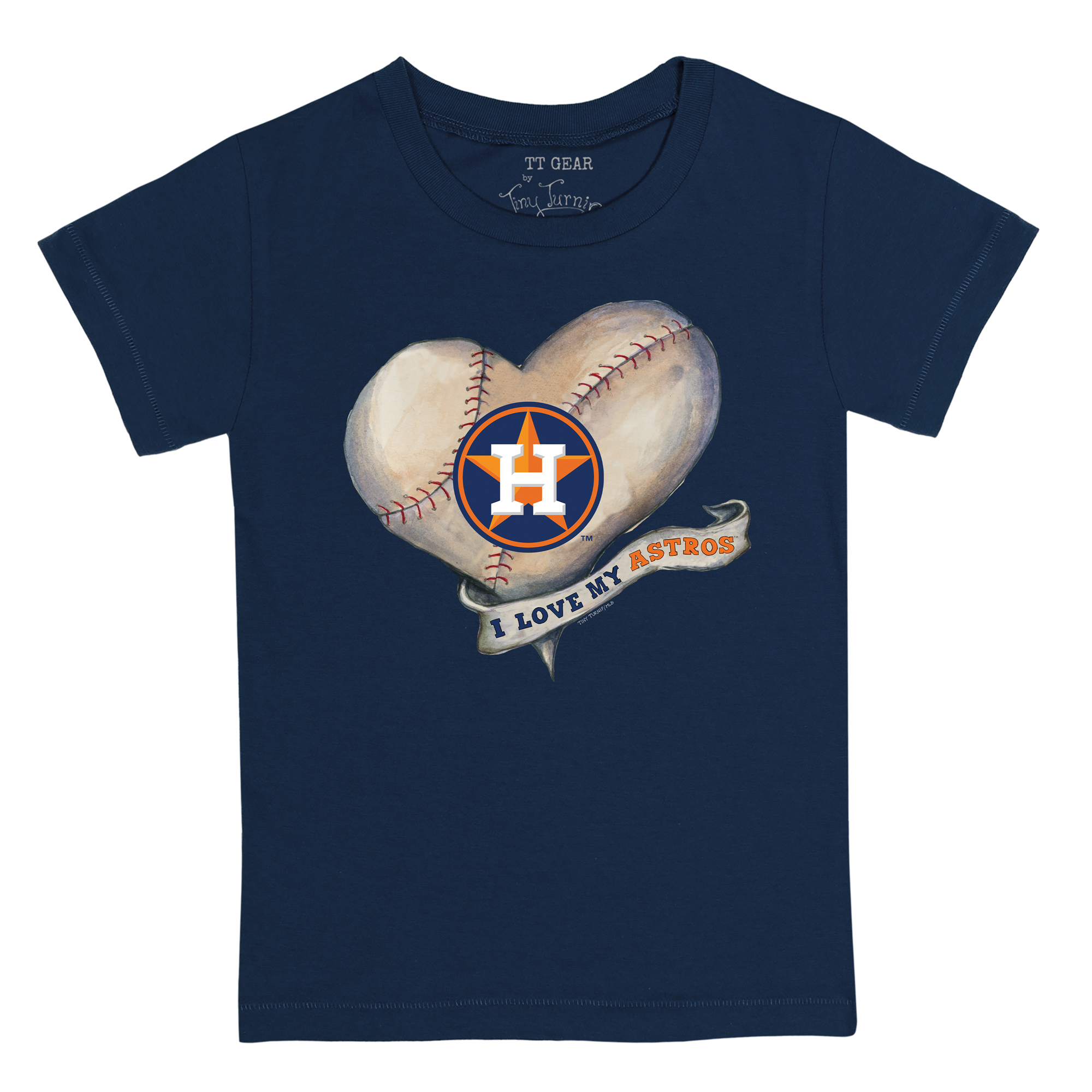 Toddler Tiny Turnip Navy Houston Astros Heart Banner T-Shirt - Image 3