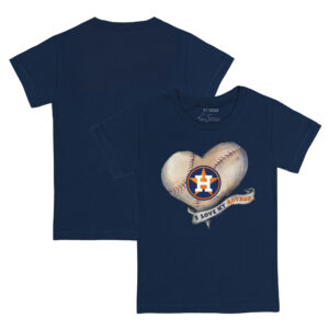 Toddler Tiny Turnip Navy Houston Astros Heart Banner T-Shirt