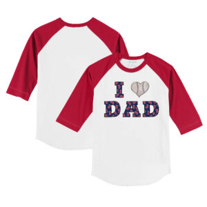 Toddler Tiny Turnip White/Red Boston Red Sox I Love Dad 3/4-Sleeve Raglan T-Shirt