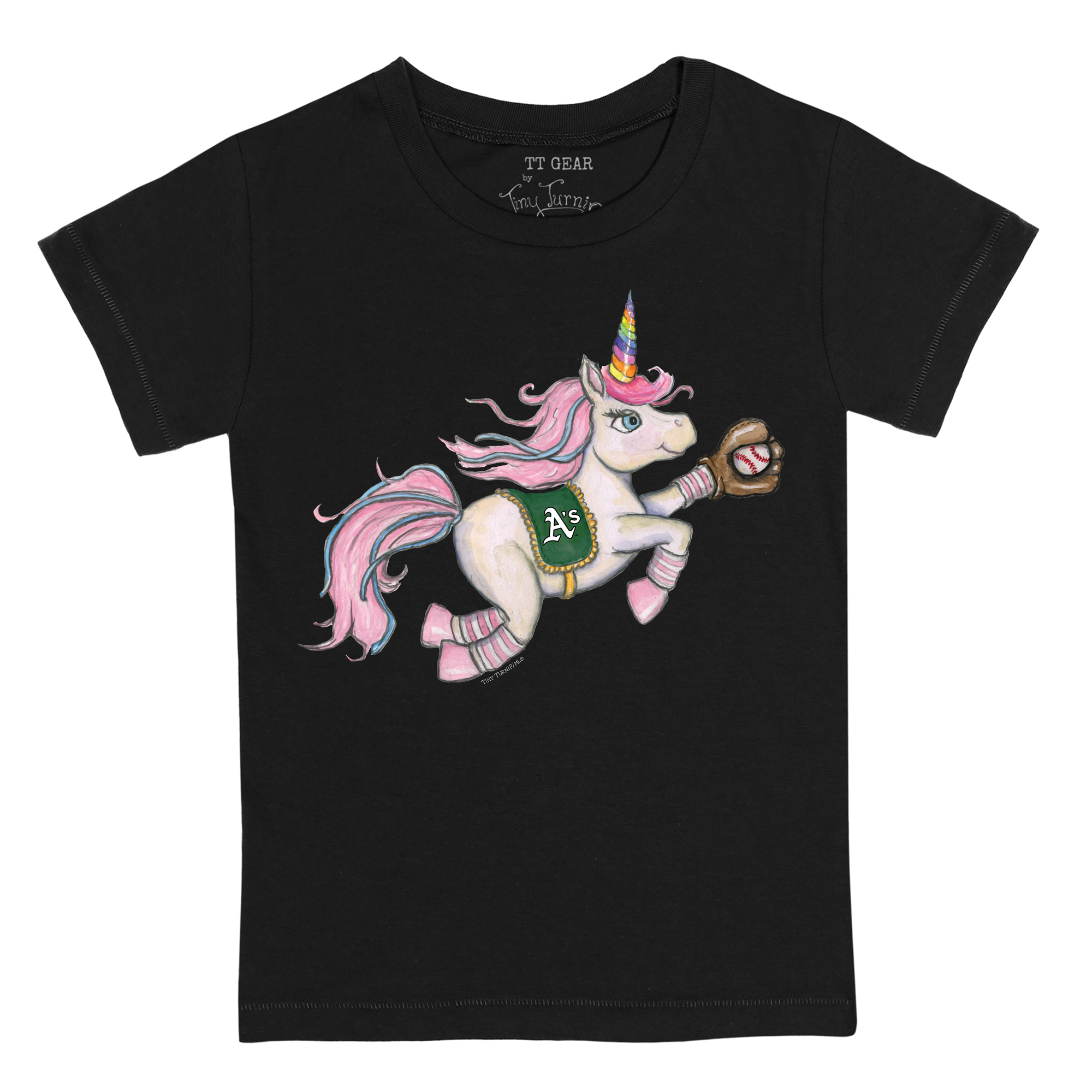 Youth Tiny Turnip Black Oakland Athletics Unicorn T-Shirt - Image 3