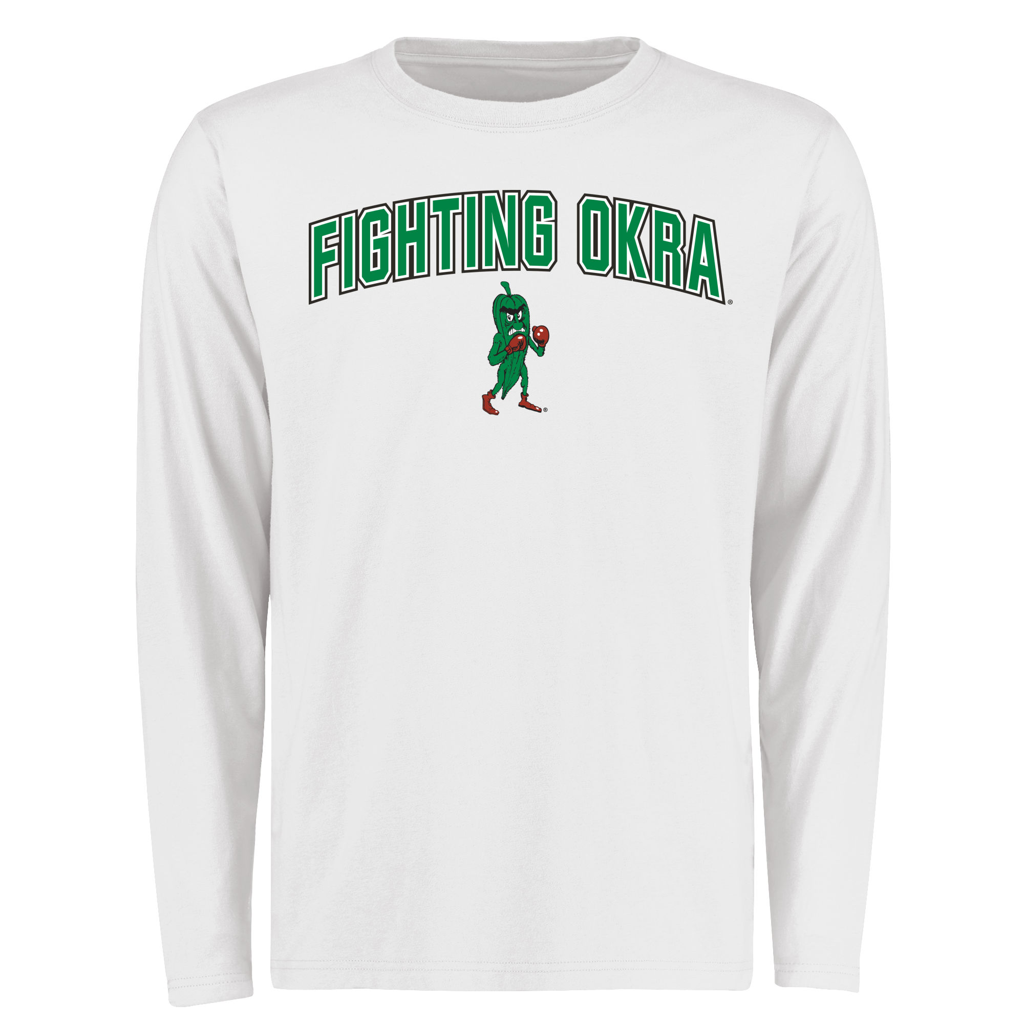Men's White Delta State Statesmen Proud Mascot Long Sleeve T-Shirt