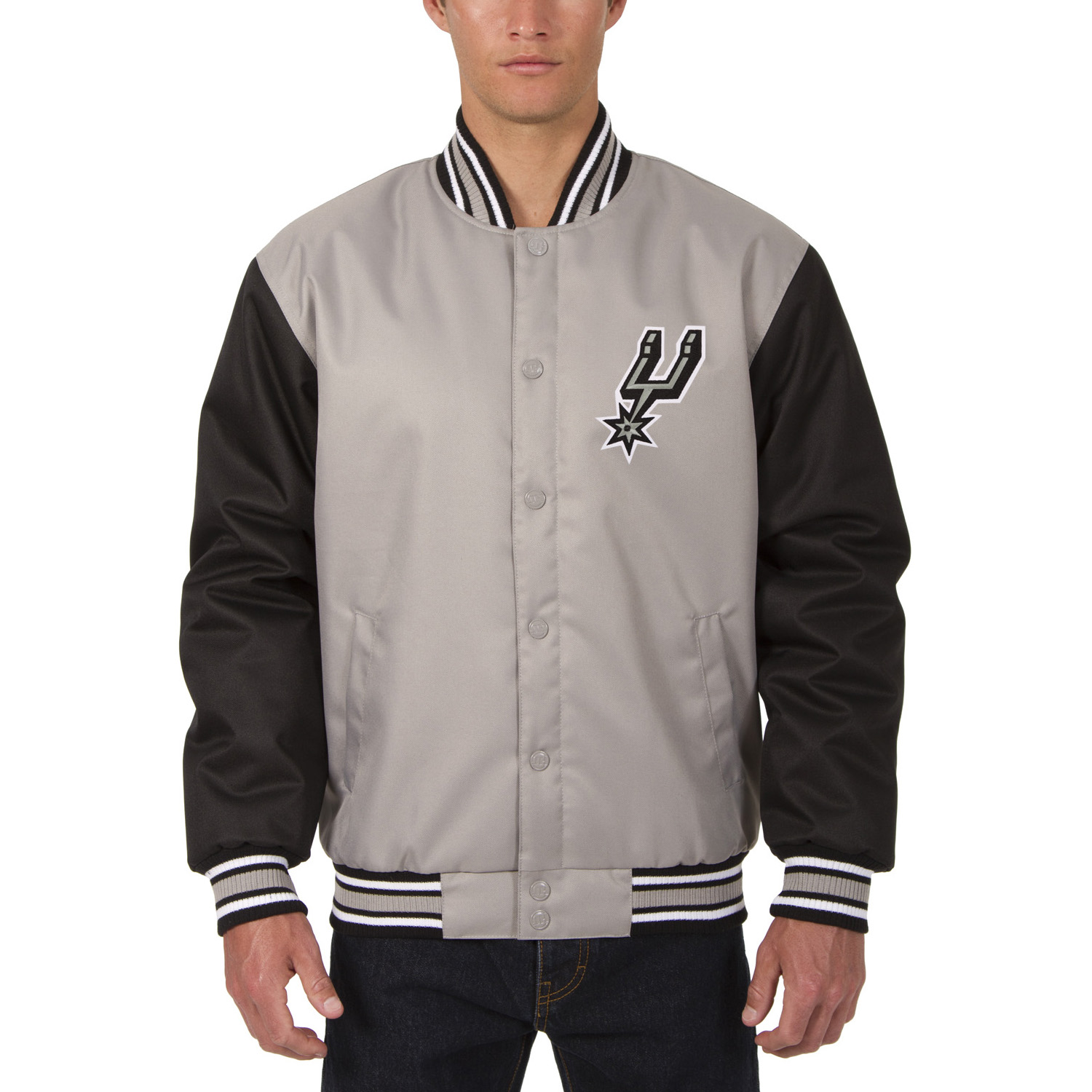 Men's JH Design Gray San Antonio Spurs Poly Twill Logo Jacket
