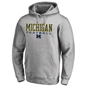 Men's Heathered Gray Michigan Wolverines True Sport Football Pullover Hoodie