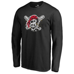 Men's Black Pittsburgh Pirates Splatter Logo Long Sleeve T-Shirt