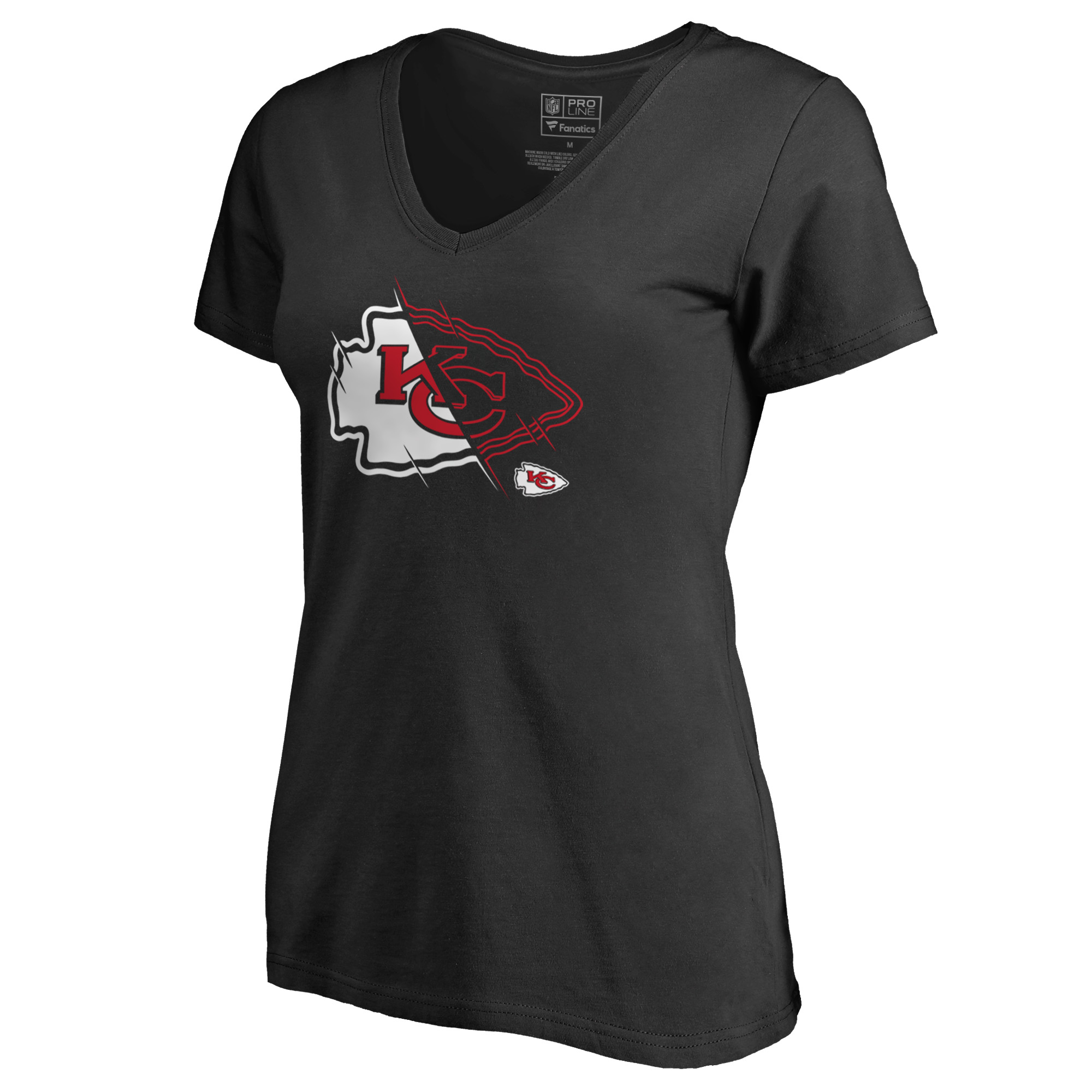 Women's Black Kansas City Chiefs X-Ray Slim Fit V-Neck T-Shirt - Image 3