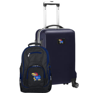 Kansas Jayhawks Deluxe 2-Piece Backpack and Carry-On Set - Navy