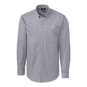 Men's Cutter & Buck Charcoal Athletics Big & Tall Stretch Gingham Long Sleeve Button-Down Shirt