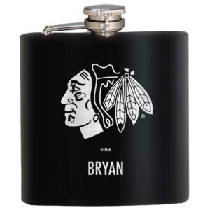 Black Chicago Blackhawks 6oz. Personalized Stealth Hip Flask