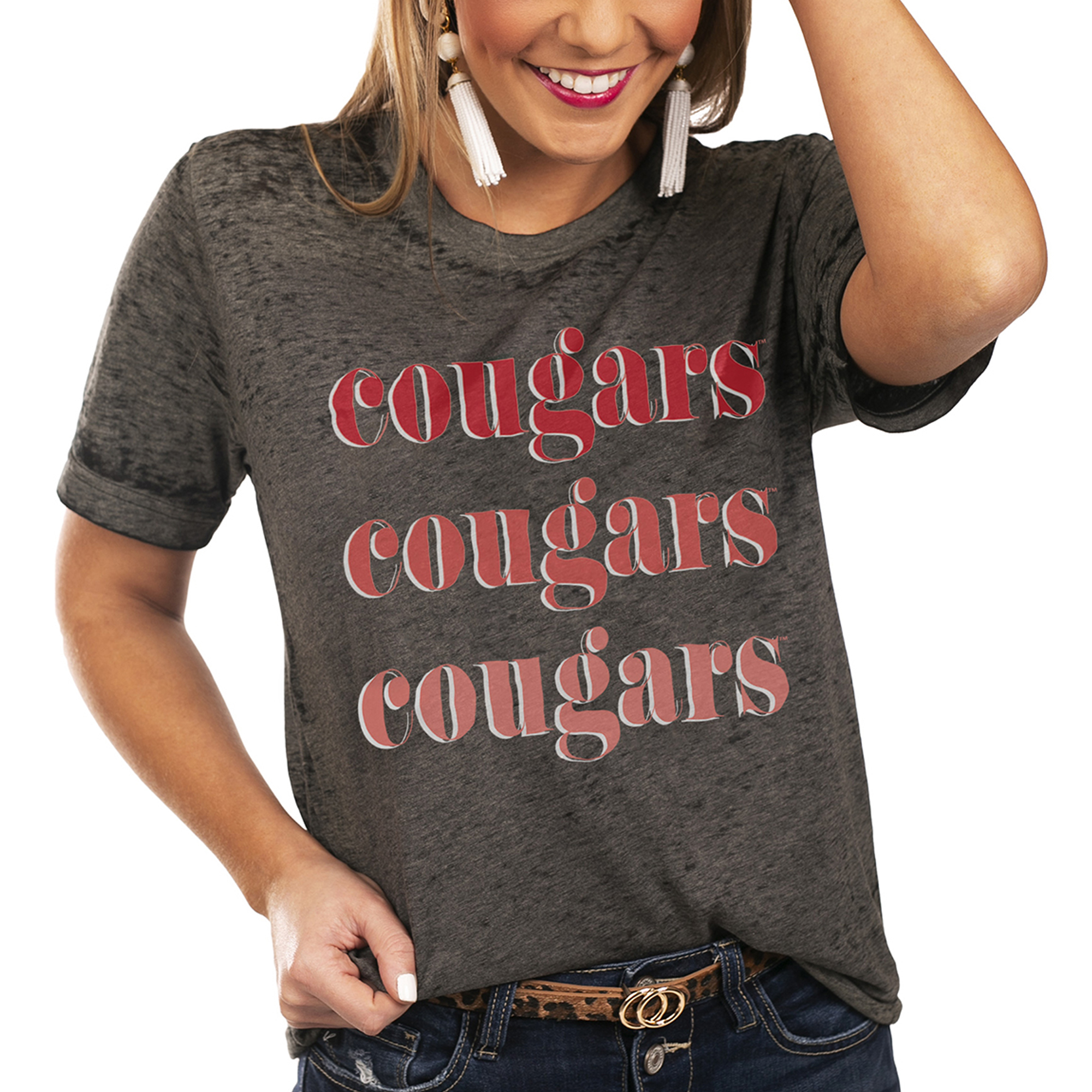 Women's Charcoal Houston Cougars Better Than Basic Gameday Boyfriend T-Shirt