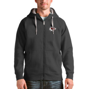 Men's Antigua Charcoal Kansas City Chiefs Victory Full-Zip Hoodie