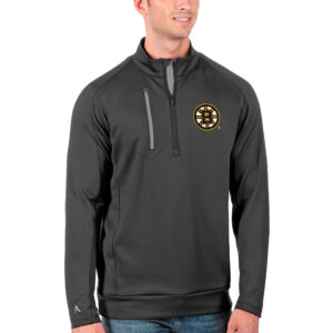 Men's Antigua Charcoal/Silver Boston Bruins Generation Quarter-Zip Pullover Jacket