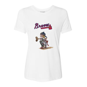 Women's Tiny Turnip White Atlanta Braves Kate the Catcher T-Shirt