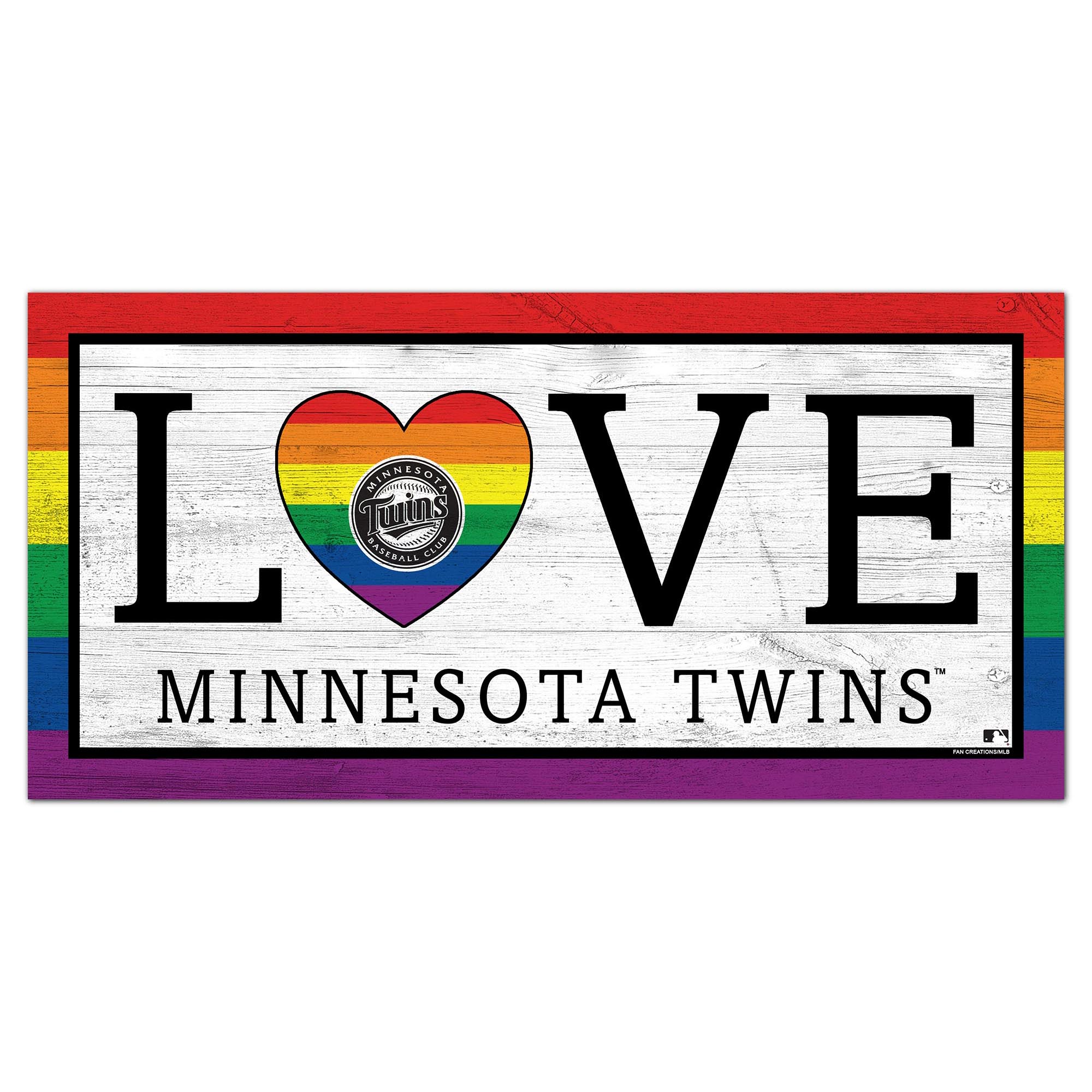 Minnesota Twins 6'' x 12'' LGBTQ Love Sign