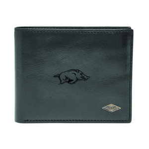Men's Fossil Black Arkansas Razorbacks Ryan RFID Flip ID Bi-Fold Wallet