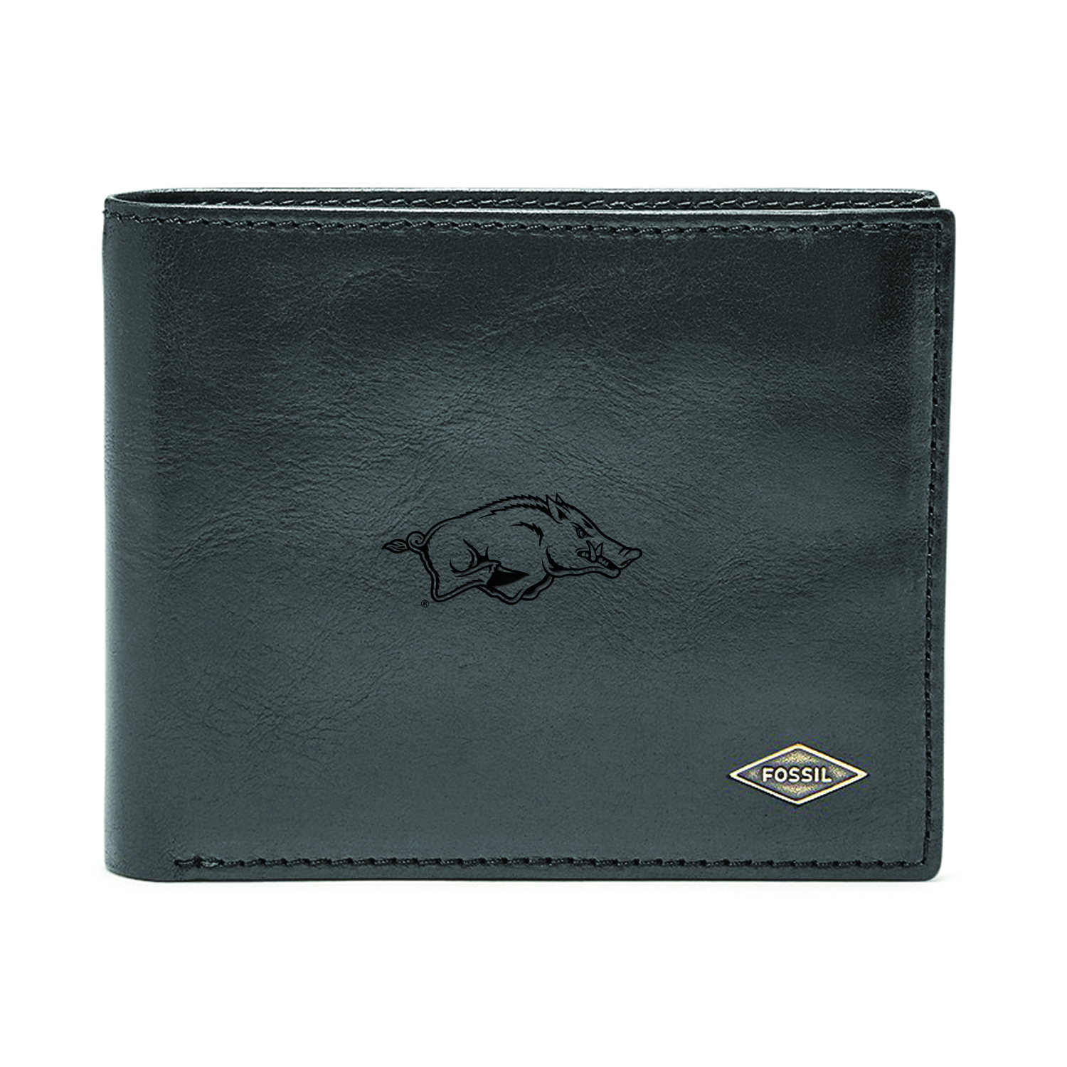 Men's Fossil Black Arkansas Razorbacks Ryan RFID Flip ID Bi-Fold Wallet