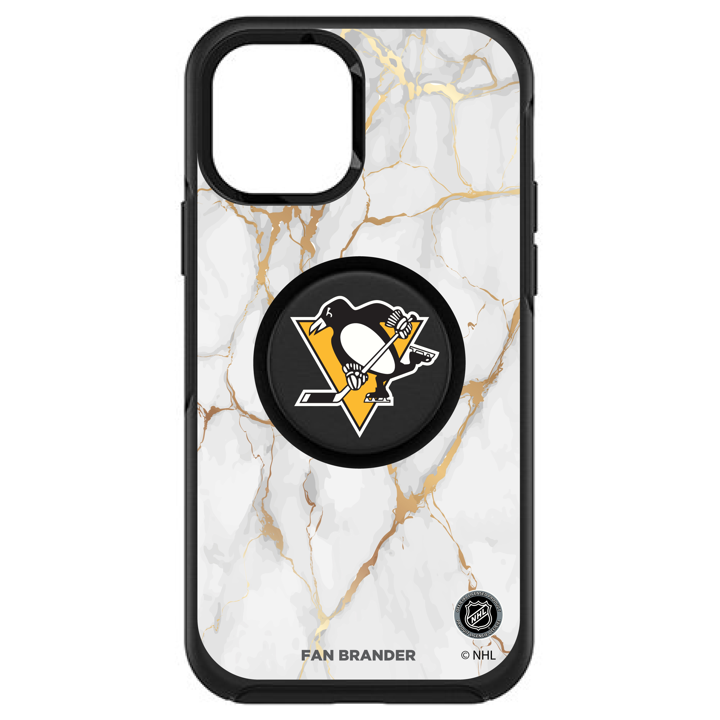 OtterBox Black Pittsburgh Penguins Otter+Pop PopSocket Symmetry Marble Design iPhone Case - Image 7