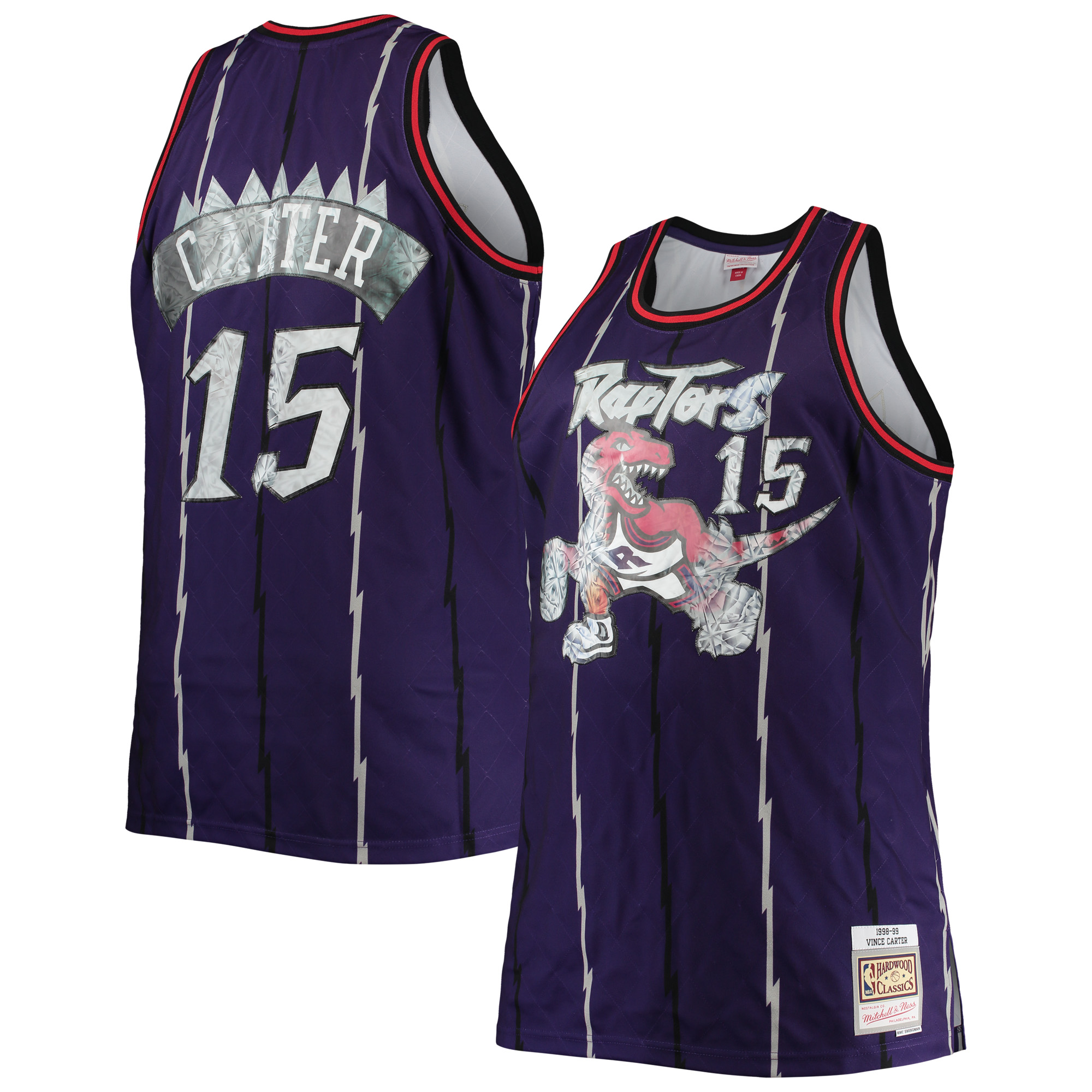 Men's Mitchell & Ness Vince Carter Purple Toronto Raptors Big & Tall 1998/99 NBA 75th Anniversary Diamond Swingman Jersey