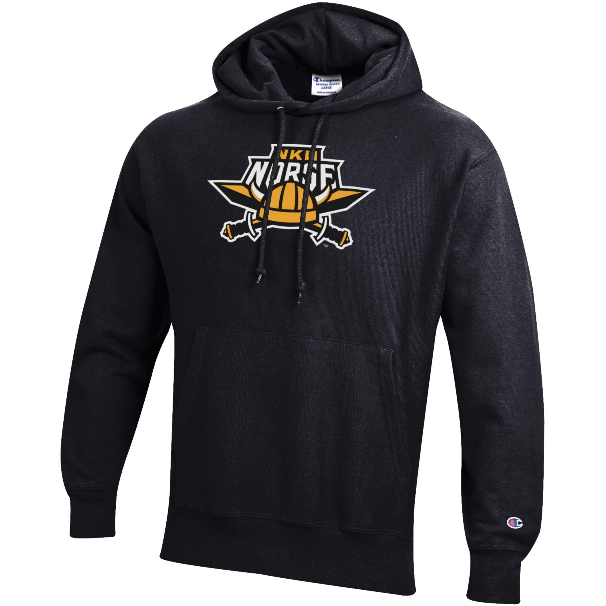 Men's Champion Black Northern Kentucky University Norse Reverse Weave Fleece Pullover Hoodie - Image 6