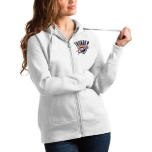 Women's Antigua White Oklahoma City Thunder Victory Full-Zip Hoodie