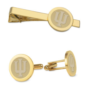 Men's Gold Indiana Hoosiers Cufflinks & Tie Bar Gift Set